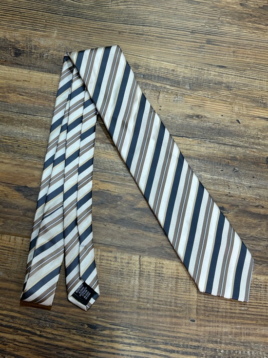 Geoffrey Beene Other - Geoffrey Beene Mens Striped Tie Neutral Tan Brown Black Cream - Hand Made